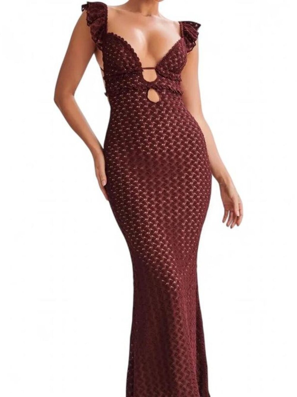 Meshki Ezra Lace Maxi Dress in Plum